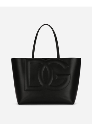 Dolce & Gabbana Medium Calfskin Logo Shopper - Woman Totes Black Leather Onesize