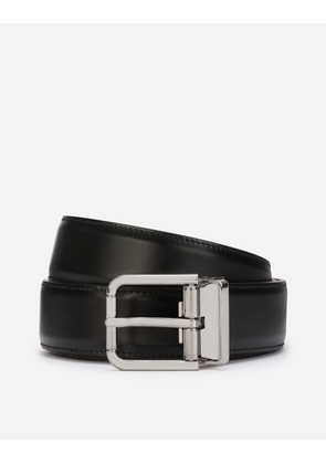 Dolce & Gabbana Brushed Calfskin Belt - Man Belts Black Leather 80
