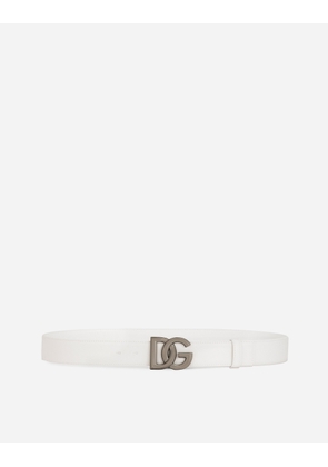 Dolce & Gabbana Belt With Dg Logo Buckle - Man Belts White Leather 90