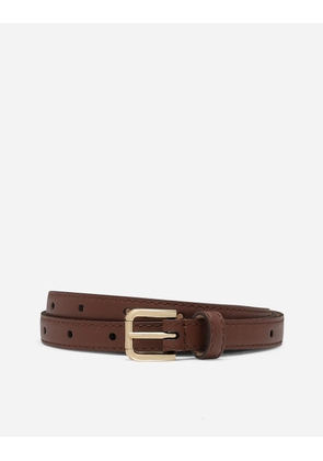 Dolce & Gabbana Belt With Logo Tag - Woman Belts Brown Leather 90