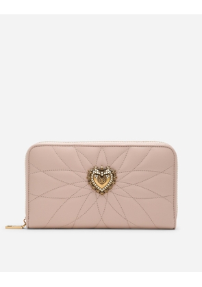 Dolce & Gabbana Zip-around Devotion Wallet In Nappa Leather - Woman Wallets And Small Leather Goods Blush Leather Onesize