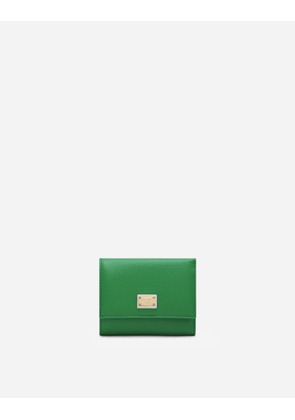 Dolce & Gabbana Dauphine Calfskin Wallet With Branded Tag - Woman Wallets And Small Leather Goods Green Leather Onesize