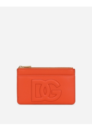 Dolce & Gabbana Medium Dg Logo Card Holder - Woman Wallets And Small Leather Goods Orange Leather Onesize