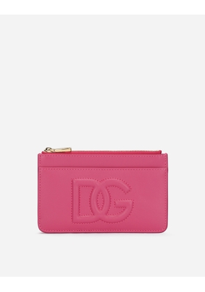 Dolce & Gabbana Medium Calfskin Card Holder With Dg Logo - Woman Wallets And Small Leather Goods Lilac Leather Onesize