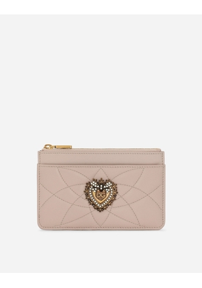 Dolce & Gabbana Medium Devotion Card Holder In Quilted Nappa Leather - Woman Wallets And Small Leather Goods Blush Leather Onesize