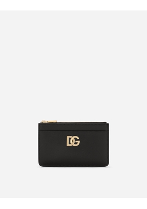 Dolce & Gabbana Calfskin Card Holder With Dg Logo - Woman Wallets And Small Leather Goods Black Leather Onesize