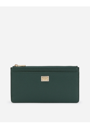 Dolce & Gabbana Large Dauphine Calfskin Card Holder - Woman Wallets And Small Leather Goods Green Leather Onesize