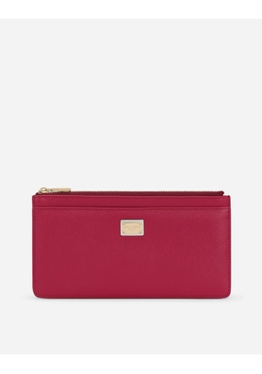 Dolce & Gabbana Large Dauphine Calfskin Card Holder - Woman Wallets And Small Leather Goods Fuchsia Leather Onesize