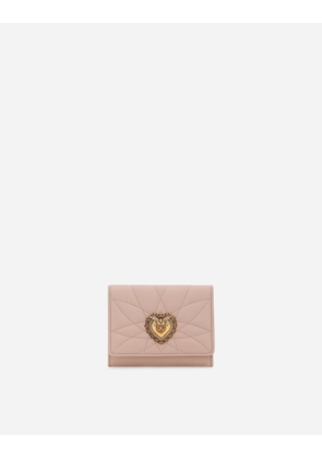 Dolce & Gabbana Small Devotion Wallet In Quilted Nappa Leather - Woman Wallets And Small Leather Goods Blush Leather Onesize