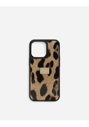 Dolce & Gabbana Leopard-print Polished Calfskin Iphone 14 Pro Cover - Woman Technology Animal Print Leather Onesize