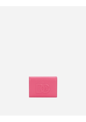 Dolce & Gabbana Dg Logo French Flap Wallet - Woman Wallets And Small Leather Goods Lilac Leather Onesize