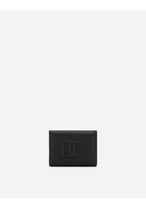 Dolce & Gabbana Dg Logo French Flap Wallet - Woman Wallets And Small Leather Goods Black Leather Onesize