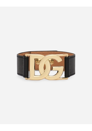 Dolce & Gabbana Calfskin Bracelet With Dg Logo - Man Bijoux Black Leather S
