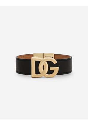 Dolce & Gabbana Calfskin Bracelet With Dg Logo - Man Bijoux Black Leather S
