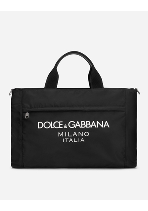 Dolce & Gabbana Nylon Holdall With Rubberized Logo - Man Shoppers Black Nylon Onesize