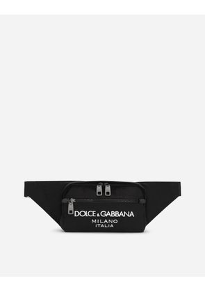Dolce & Gabbana Small Nylon Belt Bag With Rubberized Logo - Man Backpacks And Fanny Packs Black Nylon Onesize