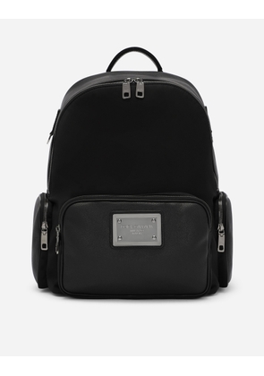 Dolce & Gabbana Grainy Calfskin And Nylon Backpack - Man Backpacks And Fanny Packs Black Fabric Onesize