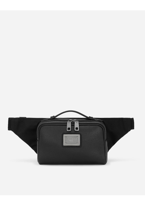 Dolce & Gabbana Grainy Calfskin And Nylon Belt Bag - Man Backpacks And Fanny Packs Black Fabric Onesize