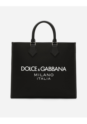Dolce & Gabbana Large Nylon Shopper With Rubberized Logo - Man Shoppers Black Nylon Onesize