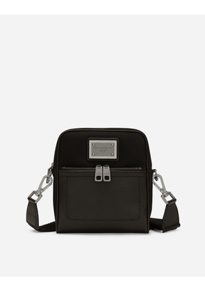 Dolce & Gabbana Grainy Calfskin And Nylon Crossbody Bag - Man Crossbody Bags Black Fabric Onesize