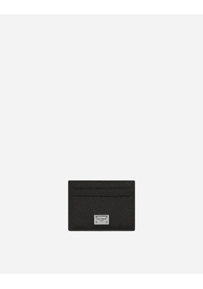 Dolce & Gabbana Calfskin Card Holder With Branded Plate - Man Wallets And Small Leather Goods Black Leather Onesize