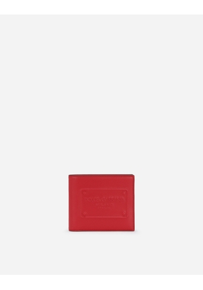 Dolce & Gabbana Calfskin Bifold Wallet With Raised Logo - Man Wallets And Small Leather Goods Red Leather Onesize