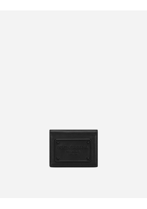 Dolce & Gabbana Calfskin Card Holder With Raised Logo - Man Wallets And Small Leather Goods Black Leather Onesize