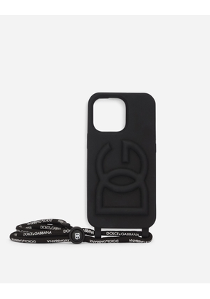 Dolce & Gabbana Rubber Iphone 13 Pro Cover With Embossed Logo - Man Technology Black Rubber Onesize
