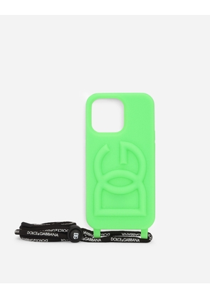 Dolce & Gabbana Rubber Iphone 13 Pro Cover With Embossed Logo - Man Technology Green Rubber Onesize