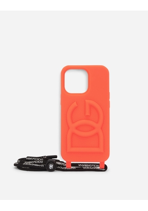 Dolce & Gabbana Rubber Iphone 13 Pro Cover With Embossed Logo - Man Technology Orange Rubber Onesize