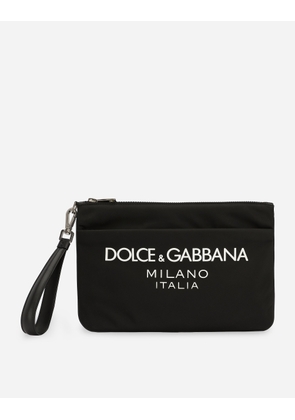 Dolce & Gabbana Nylon Pouch With Rubberized Logo - Man Wallets And Small Leather Goods Black Nylon Onesize