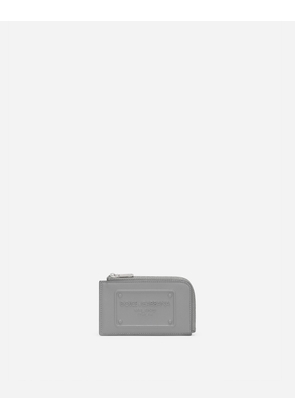 Dolce & Gabbana Calfskin Card Holder - Man Wallets And Small Leather Goods Gray Leather Onesize