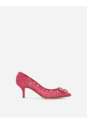 Dolce & Gabbana Pump In Taormina Lace With Crystals - Woman Pumps And Slingback Fuchsia Lace 35.5