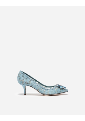 Dolce & Gabbana Lace Rainbow Pumps With Brooch Detailing - Woman Pumps And Slingback Light Blue Lace 40.5