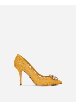 Dolce & Gabbana Lace Rainbow Pumps With Brooch Detailing - Woman Pumps And Slingback Yellow Lace 35