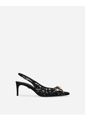 Dolce & Gabbana Rainbow Lace Slingbacks In Lurex Lace - Woman Pumps And Slingback Black Lace 35