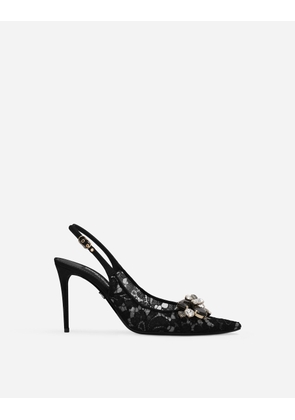 Dolce & Gabbana Rainbow Lace Slingbacks In Lurex Lace - Woman Pumps And Slingback Black Lace 41