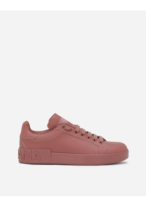 Dolce & Gabbana Calfskin Portofino Sneakers - Woman Sneakers Pink Leather 39.5