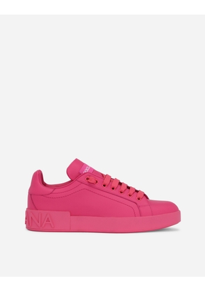 Dolce & Gabbana Calfskin Portofino Sneakers - Woman Sneakers Pink Leather 36.5