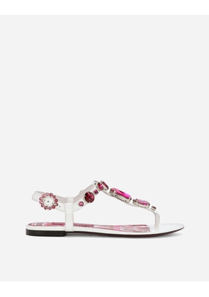 Dolce & Gabbana Patent Leather Thong Sandals - Woman Flat Fuchsia Leather 39.5