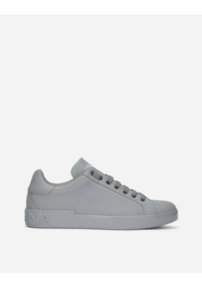 Dolce & Gabbana Calfskin Portofino Sneakers - Man Sneakers Gray Leather 45