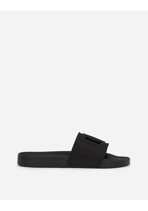 Dolce & Gabbana Rubber Beachwear Sliders With Dg Logo - Man Sandals And Slides Black Rubber 40