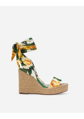Dolce & Gabbana Printed Charmeuse Wedge - Woman Sandals And Wedges Print 37