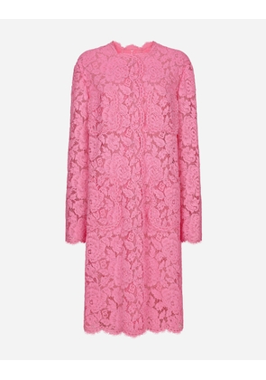 Dolce & Gabbana Branded Floral Cordonetto Lace Coat - Woman Coats And Jackets Pink 42