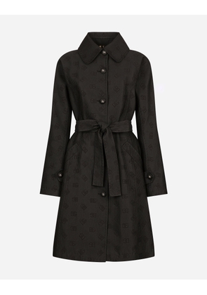 Dolce & Gabbana Quilted Jacquard Trench Coat With Dg Logo - Woman Coats And Jackets Black 40