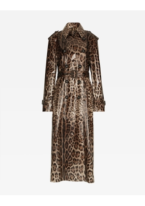 Dolce & Gabbana Leopard-print Coated Sateen Trench Coat - Woman Coats And Jackets Animal Print Cotton 40