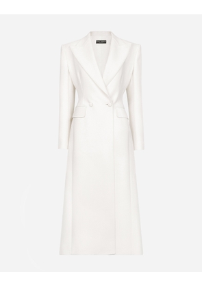 Dolce & Gabbana Long Double-breasted Wool Cady Coat - Woman Coats And Jackets White Wool 48