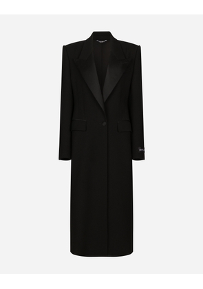 Dolce & Gabbana Long Single-breasted Wool Tuxedo Coat - Woman Coats And Jackets Black Wool 38
