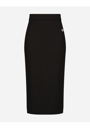 Dolce & Gabbana Milano Rib Midi Skirt - Woman Skirts Black Viscose 48