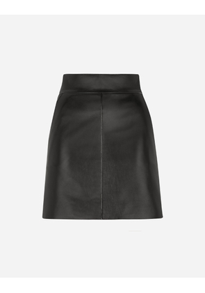 Dolce & Gabbana Short Leather Skirt - Woman Skirts Black 48